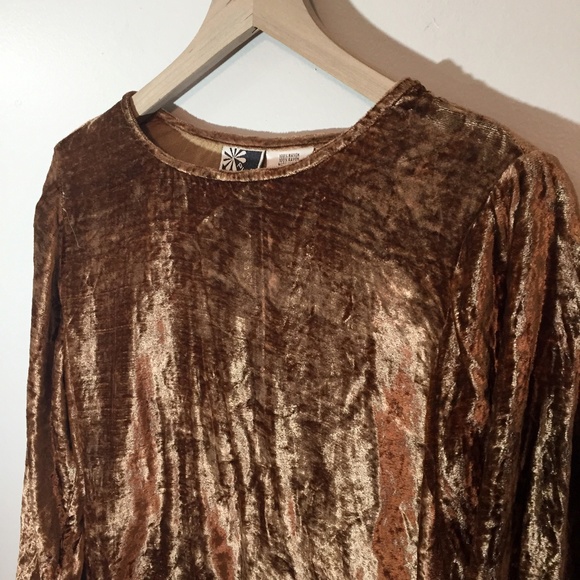 Bronze Colored Velvet Phool Shirt, S - Picture 2 of 4